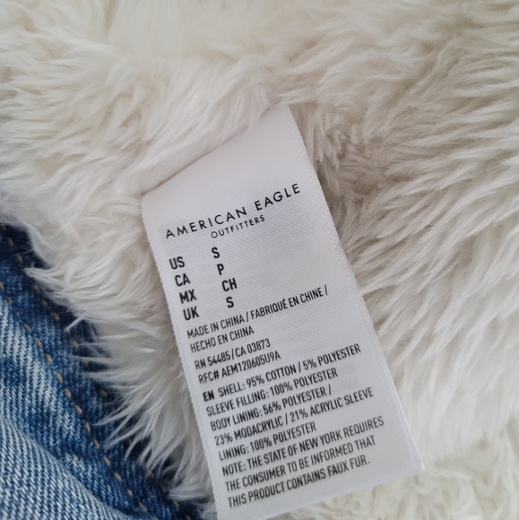 American Eagle denim jacket with faux fur lining size small - Picture 10 of 12